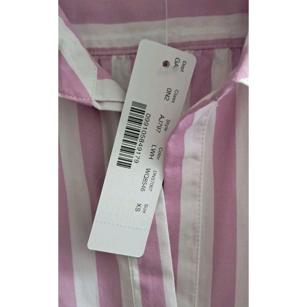 NWT J. Crew Top Women's XS Pink White Collared Popover Tunic Striped Preppy Work - Picture 8 of 13